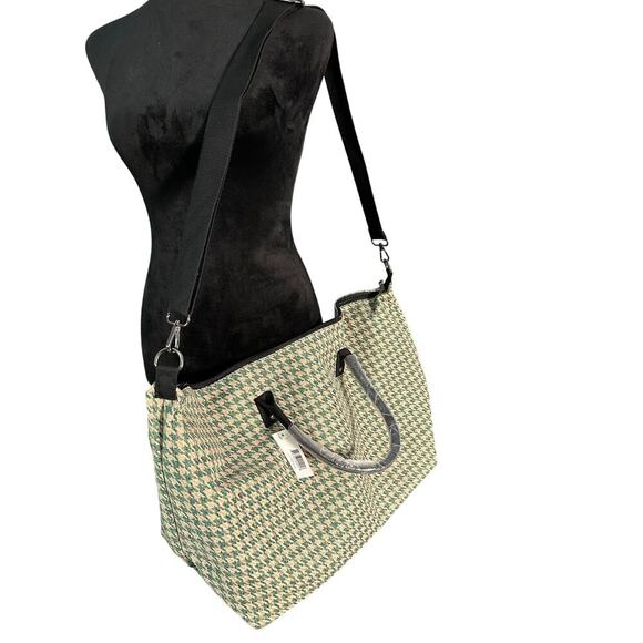 Lulu‎ Dharma NWT Green Houndstooth Weekender Bag Large Tote Carryon Travel - Picture 3 of 11